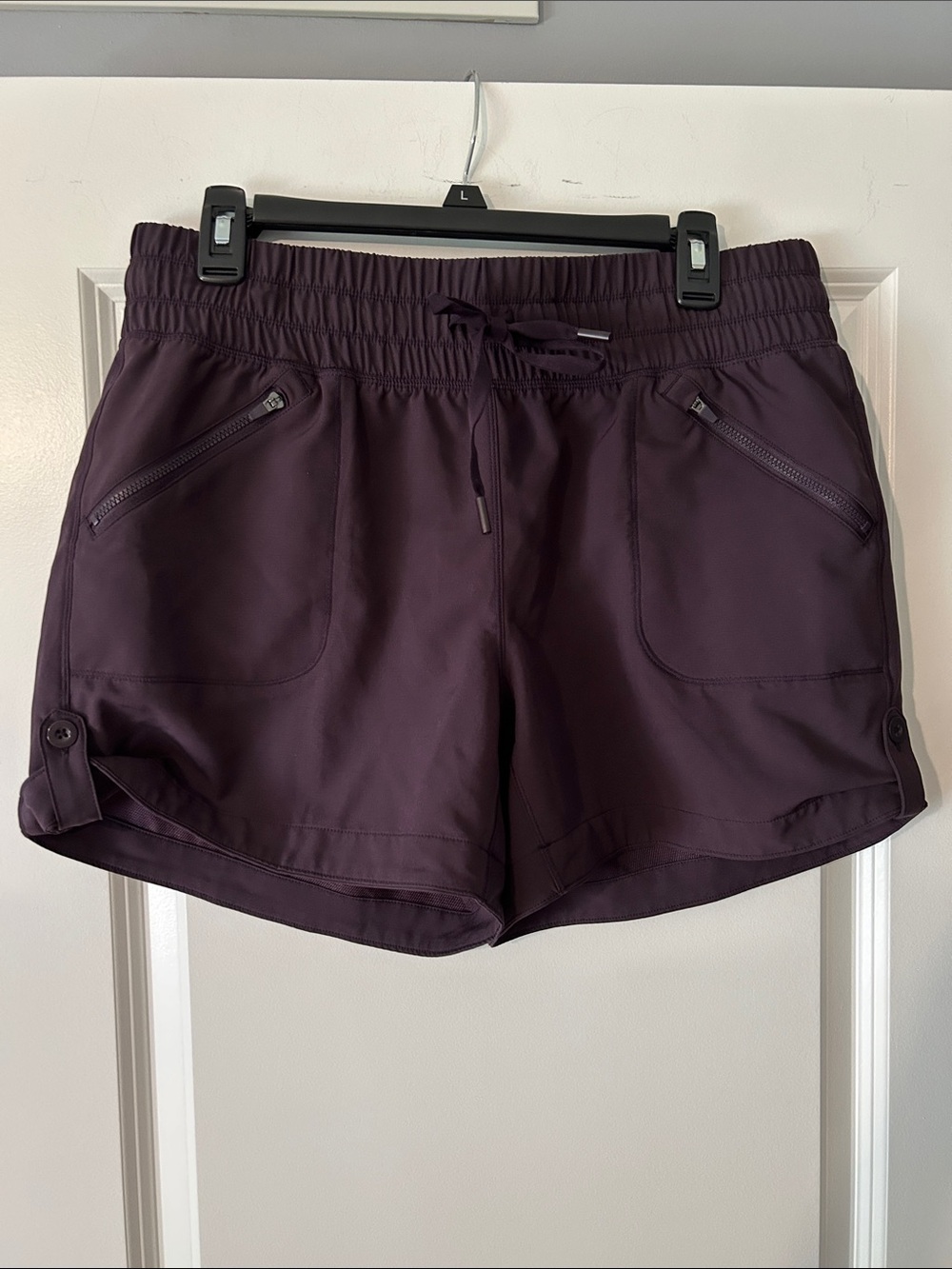 90 Degree By Reflex Deep Plum Athletic Drawstring Shorts